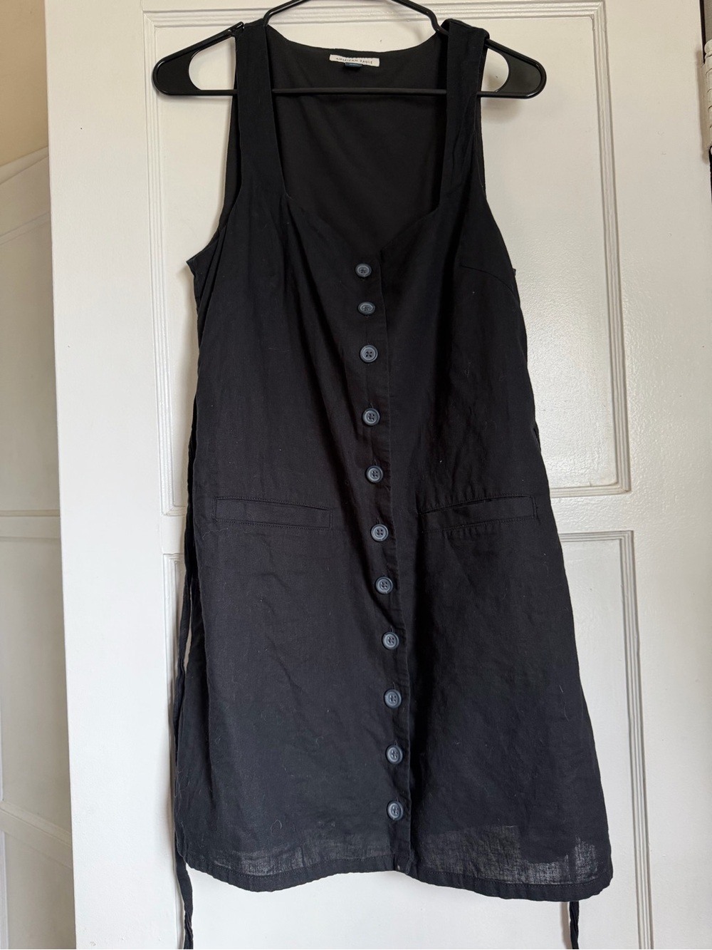 American Eagle Outfitters Black Button-Front Midi Dress